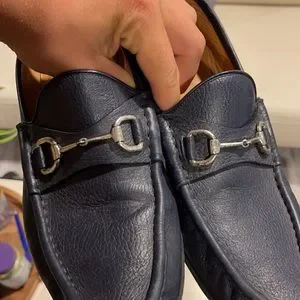 COPY - Men’s Gucci Loafers Size 10-Navy Blue Gucci GG Interlocking Loafer Blue Driver moccasin Shoes G 12  main image 4